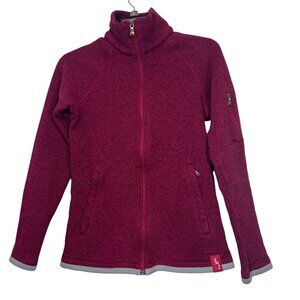 Eastern‎ Mountain Sports Jacket S Womens Fleece Red Full Zip Sweater Size Small